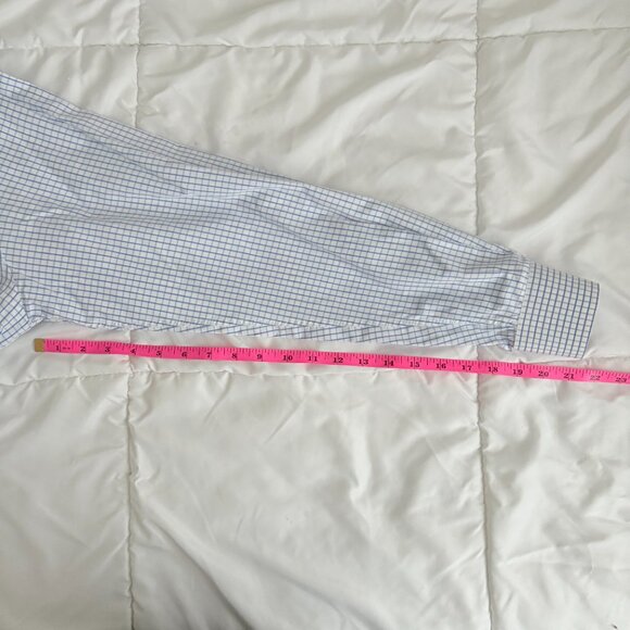 Devon & Jones Men's White/Blue Windowpane Shirt Cotton Button Down Long Sleeve L - Picture 4 of 5